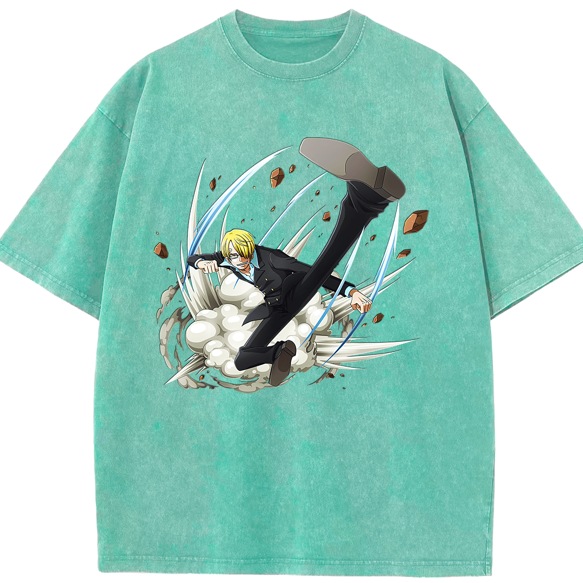 （画像用） ワンピース サンジ ONE PIECE Sanji 綿100% ヴィンテージ風 半袖Tシャツ（フロントプリント）